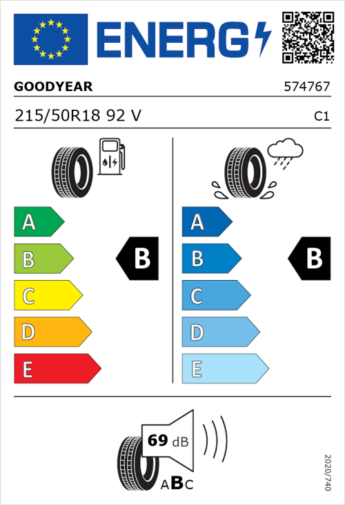 Tyre Label for Goodyear Eagle F1 Asymmetric 3 215/50R18 92V
